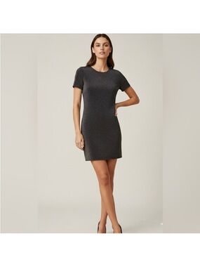 Reformation Amina Metallic Fleck Short Sleeve Mini Dress Silver Black Size XS